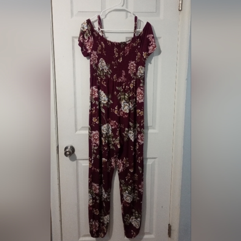 Elegant Floral Burgundy Jumpsuit